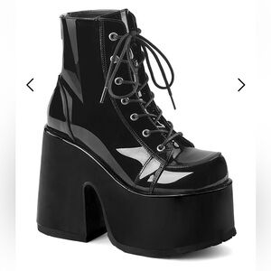 Demonia Shiny Black Platform Boots